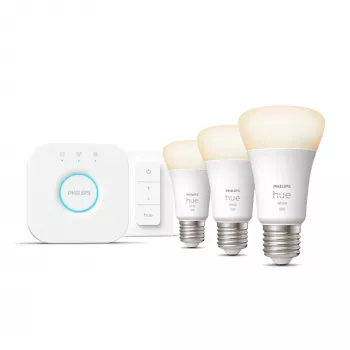 Philips Hue White Starterkit: 3 lámparas inteligentes E27 (1100) + interruptor regulador