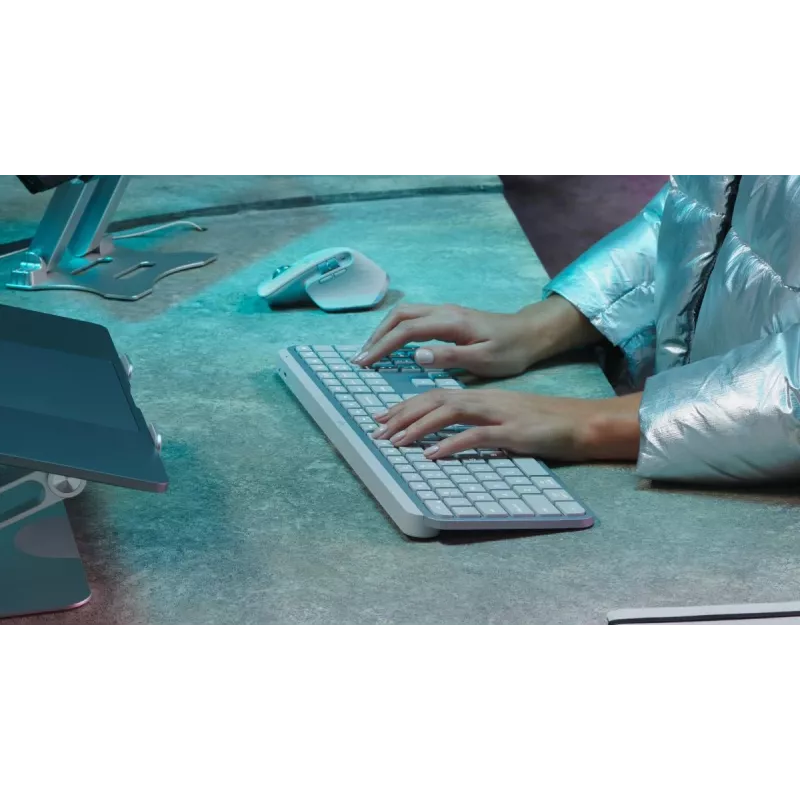 Teclado Logitech MX Keys S universal RF inalámbrico + Bluetooth QWERTZ alemán aluminio blanco