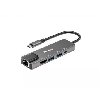 Adaptador multifunción Equip USB-C 5 en 1, HDMI, Gigabit-LAN, USB 3.2 Gen1, 100W USB PD