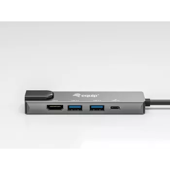 Adaptador multifunción Equip USB-C 5 en 1, HDMI, Gigabit-LAN, USB 3.2 Gen1, 100W USB PD