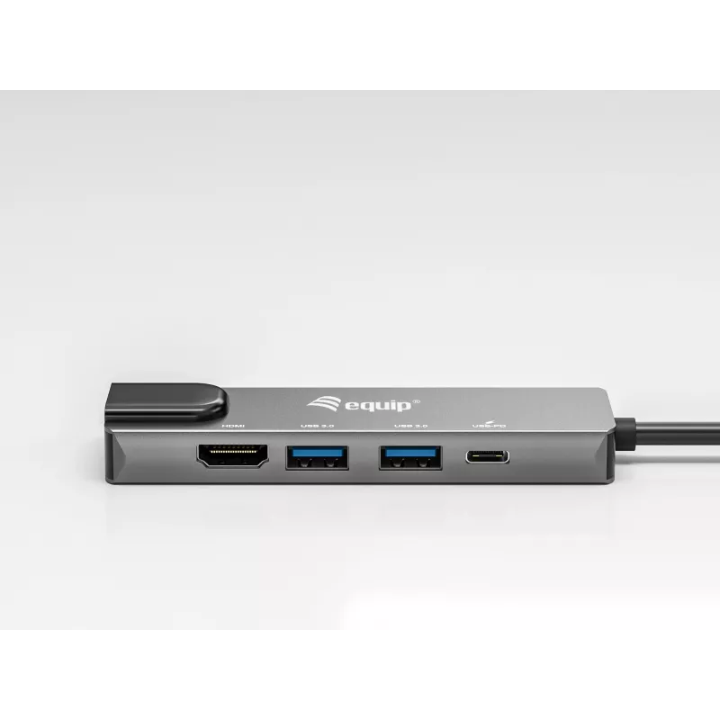 Adaptador multifunción Equip USB-C 5 en 1, HDMI, Gigabit-LAN, USB 3.2 Gen1, 100W USB PD