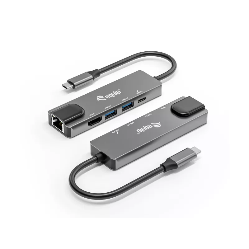 Adaptador multifunción Equip USB-C 5 en 1, HDMI, Gigabit-LAN, USB 3.2 Gen1, 100W USB PD