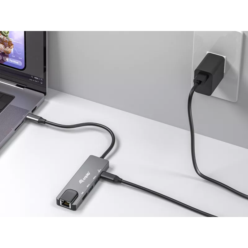 Adaptador multifunción Equip USB-C 5 en 1, HDMI, Gigabit-LAN, USB 3.2 Gen1, 100W USB PD