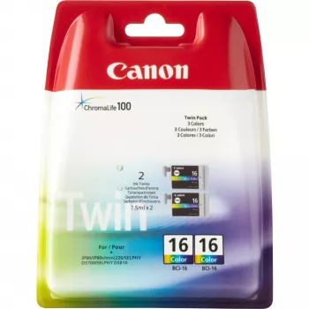 Canon BCI-16 cartucho de tinta de color C/M/Y (pack doble)