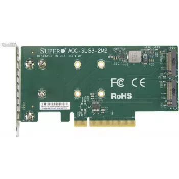 SUPERMICRO tarjeta riser PCI-E Low Profile compatible con 2x módulo M2 (AOC-SLG3-2M2-O)