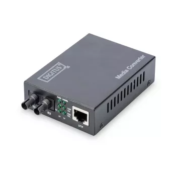 DIGITUS DN-82110-1 conversor de medios Gigabit, multimodo de 10/100/1000Base-T a 1000Base-SX, de RJ45 a ST, 850 nm, hasta 0,5 km