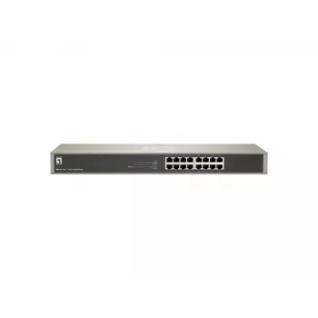 Switch Gigabit LevelOne de 16 puertos, no gestionado, Gigabit Ethernet (10/100/1000), dúplex completo, montaje en rack