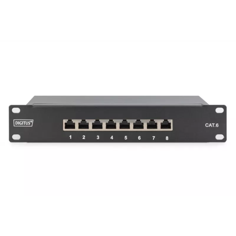 Panel de parcheo DIGITUS CAT6 8 puertos apantallado negro 10in