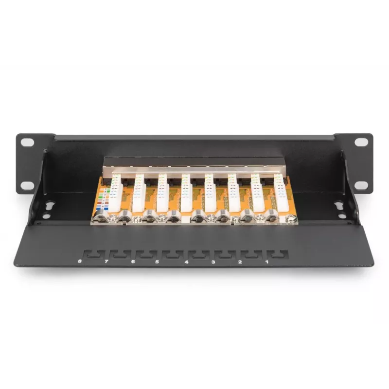 Panel de parcheo DIGITUS CAT6 8 puertos apantallado negro 10in