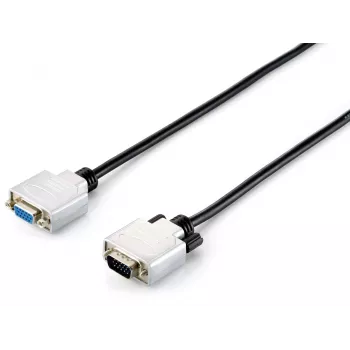 Equip cable alargador HD15 VGA, 3m, 3 m, VGA (D-Sub), VGA (D-Sub), conector macho, conector hembra, negro, plata