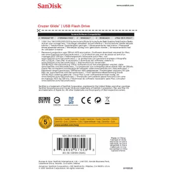 WESTERN DIGITAL SanDisk Cruzer Glide - 64GB USB - USB 2.0