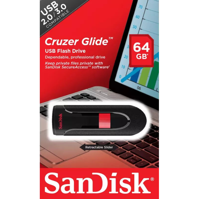 WESTERN DIGITAL SanDisk Cruzer Glide - 64GB USB - USB 2.0