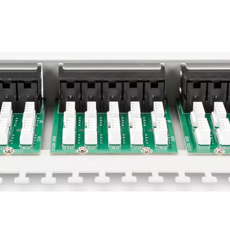 DIGITUS CAT 3 ISDN panel de parcheo, no apantallado 50 puertos RJ45, 8P4C, LSA, 1U, montaje en rack, color gris RAL 7035