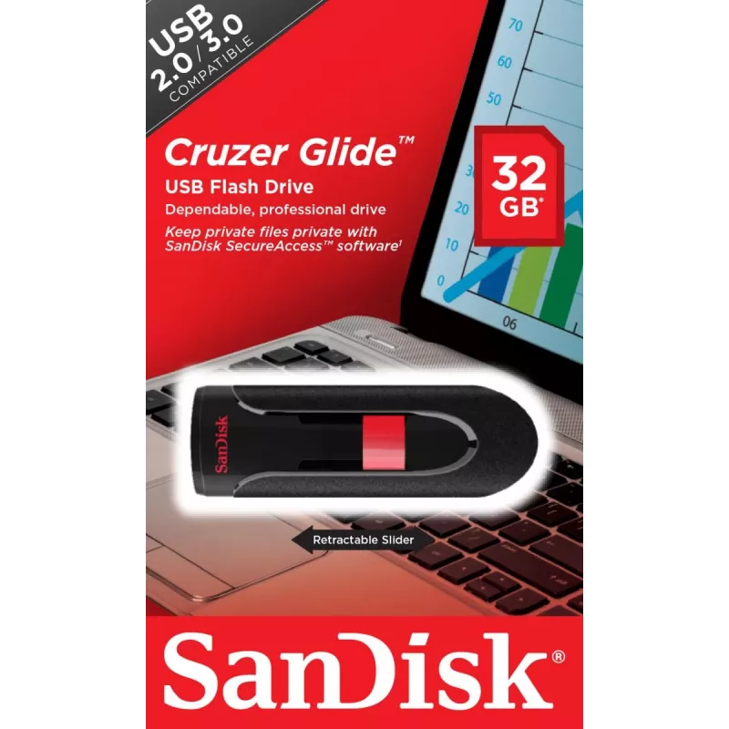 WESTERN DIGITAL SanDisk Cruzer Glide - 32GB USB - USB 2.0