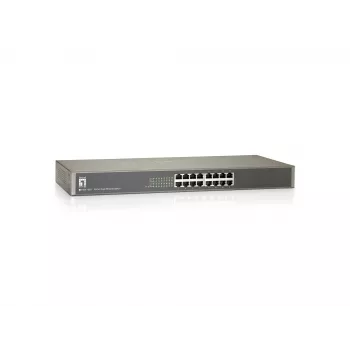 Switch LevelOne 16 puertos Fast Ethernet, no gestionado, Fast Ethernet (10/100), dúplex completo, montaje en rack