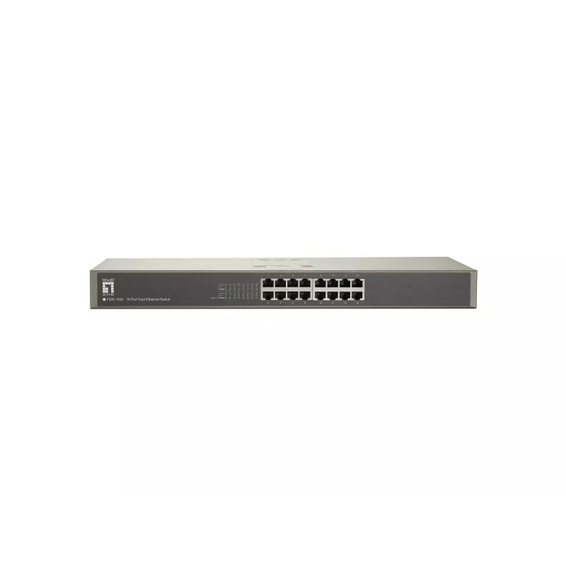 Switch LevelOne 16 puertos Fast Ethernet, no gestionado, Fast Ethernet (10/100), dúplex completo, montaje en rack