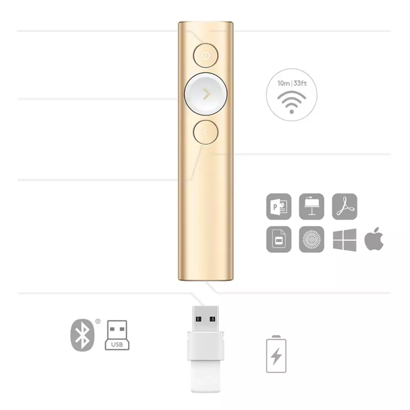 Mando de presentaciones LOGITECH Spotlight – dorado