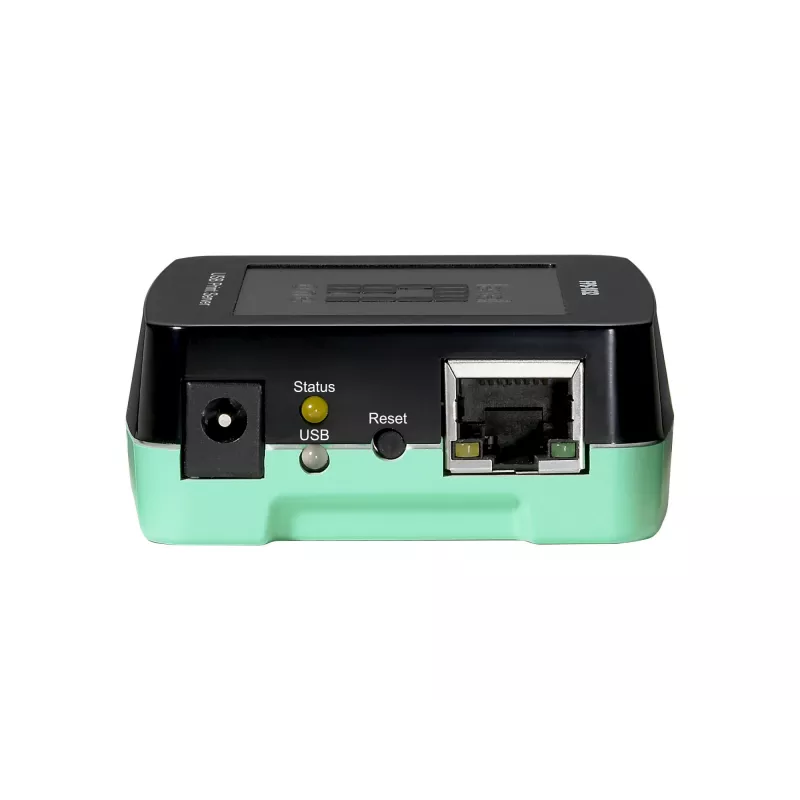 Servidor de impresión USB LevelOne, negro, verde, actividad, enlace, alimentación, estado, Taiwán, Ethernet LAN, IEEE 802.3, IEEE 802.3u, 10,100 Mbit/s