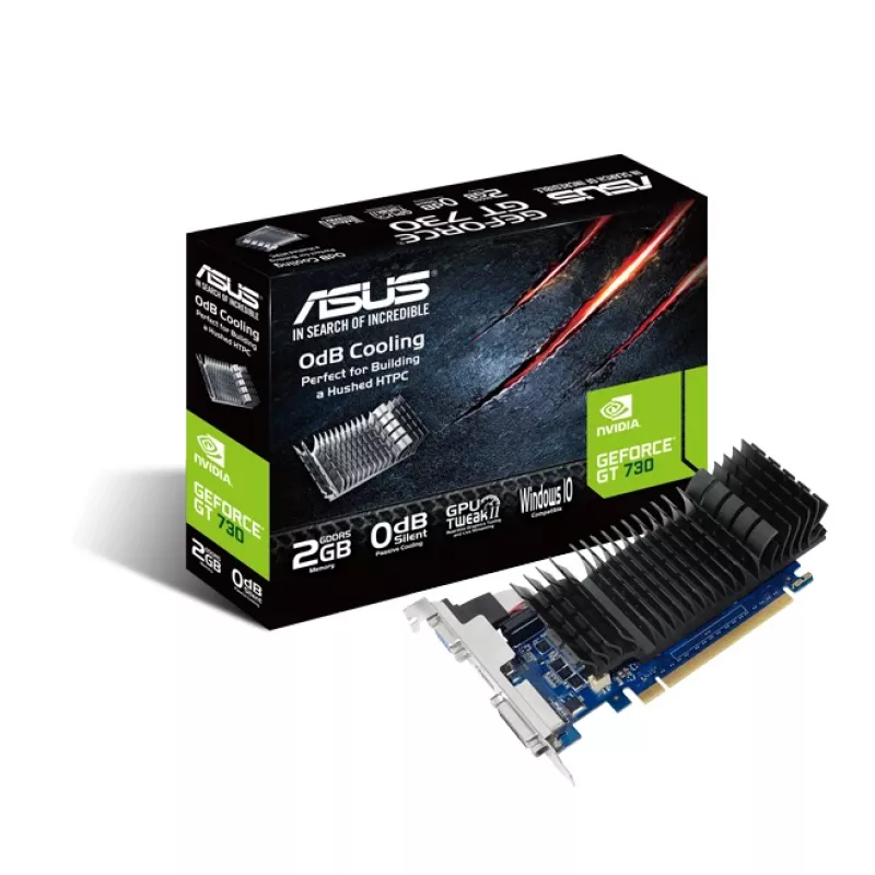 Tarjeta gráfica ASUS GeForce GT 730, 2 GB GDDR5, 64-Bit, PCIe 2.0, refrigeración pasiva