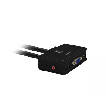 Switch KVM LevelOne 2 puertos USB VGA Cable, soporte de audio, 2048 x 1536 píxeles, Negro