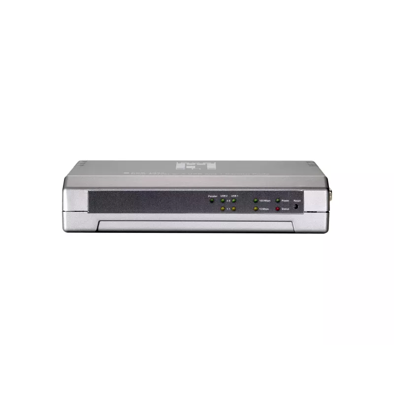 LevelOne servidor de impresión, 2 x USB, 1 x paralelo, gris, actividad, enlace, alimentación, estado, Taiwán, Ethernet LAN, IEEE 802.3, IEEE 802.3u, 10,100 Mbit/s