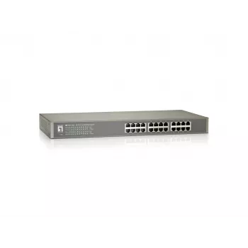 LevelOne switch Fast Ethernet de 24 puertos, no gestionado, Fast Ethernet (10/100), full duplex, montaje en rack