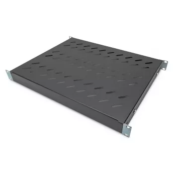 Bandeja fija DIGITUS 1U, ajustable para armarios de 600 mm de profundidad, 350 mm de profundidad, color negro (RAL 9005)