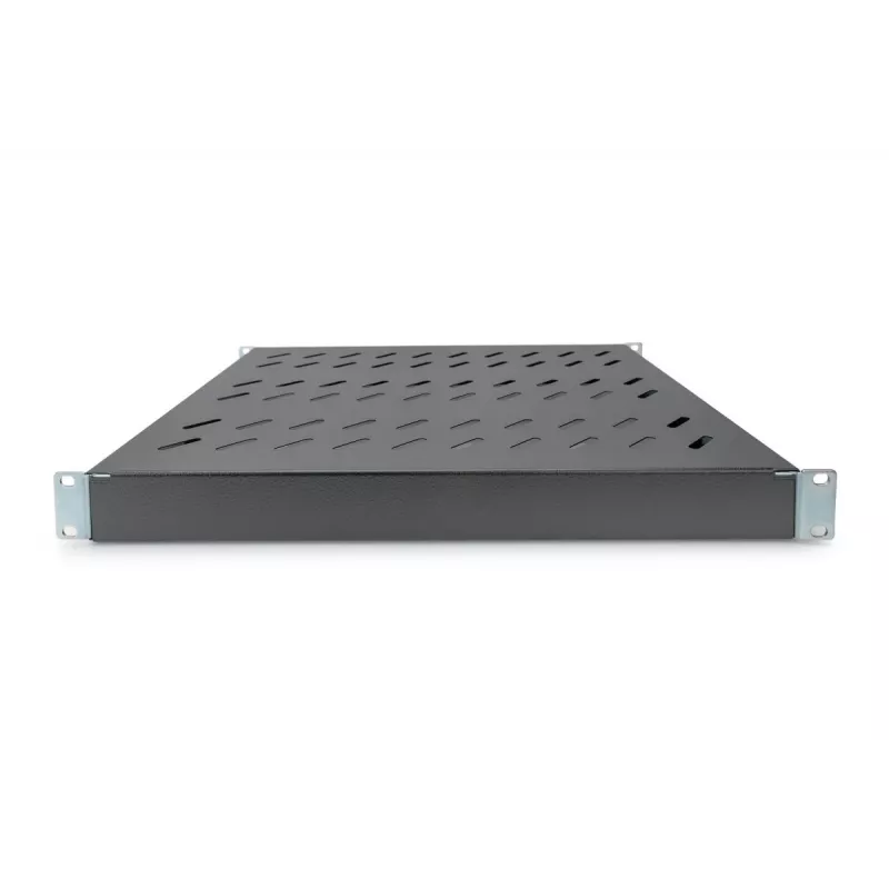 Bandeja fija DIGITUS 1U, ajustable para armarios de 600 mm de profundidad, 350 mm de profundidad, color negro (RAL 9005)