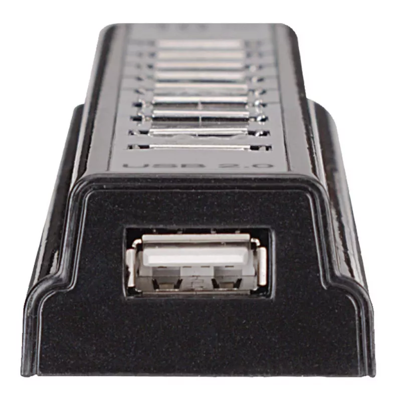 Hub de sobremesa Manhattan USB-A 10 puertos, 10x puertos USB-A, 480 Mbit/s (USB 2.0), alimentación por USB o fuente de alimentación externa (no incluida) para mayor rendimiento en los dispositivos conectados