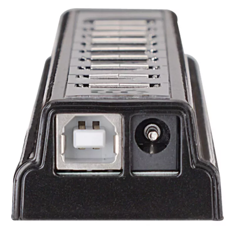 Hub de sobremesa Manhattan USB-A 10 puertos, 10x puertos USB-A, 480 Mbit/s (USB 2.0), alimentación por USB o fuente de alimentación externa (no incluida) para mayor rendimiento en los dispositivos conectados