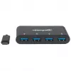 Dock/Hub Manhattan USB-C, conexiones (4x): USB-A (4x), 5 Gbit/s (USB 3.2 Gen1 alias USB 3.0), alimentado por USB (no requiere fuente de alimentación externa), cable 20 cm, equivalente a HB30C4AB