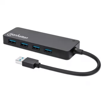 Hub Manhattan USB-A 4 puertos, 4x puertos USB-A, 5 Gbps (USB 3.2 Gen1 también conocido como USB 3.0), alimentado por USB (no requiere fuente de alimentación externa), equivalente a ST4300PBU3 y ST4300MINU3B