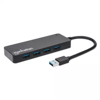 Hub Manhattan USB-A 4 puertos, 4x puertos USB-A, 5 Gbps (USB 3.2 Gen1 también conocido como USB 3.0), alimentado por USB (no requiere fuente de alimentación externa), equivalente a ST4300PBU3 y ST4300MINU3B