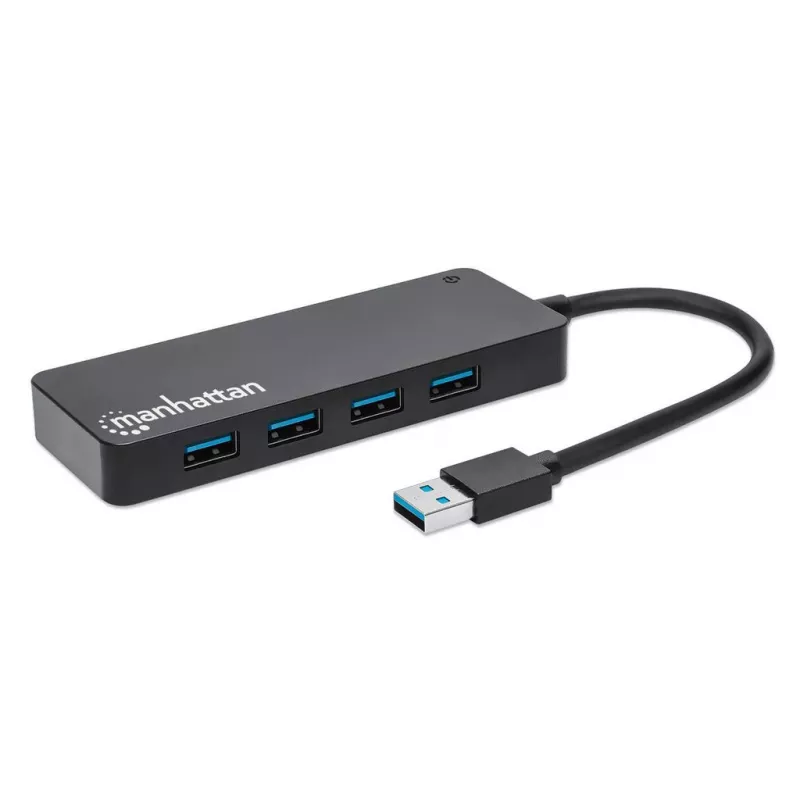 Hub Manhattan USB-A 4 puertos, 4x puertos USB-A, 5 Gbps (USB 3.2 Gen1 también conocido como USB 3.0), alimentado por USB (no requiere fuente de alimentación externa), equivalente a ST4300PBU3 y ST4300MINU3B