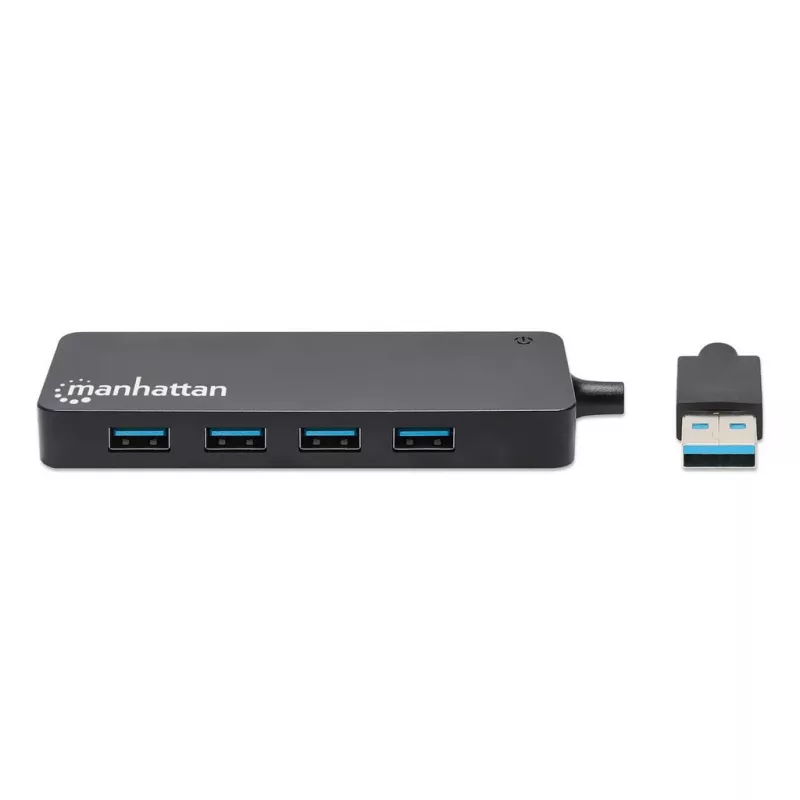 Hub Manhattan USB-A 4 puertos, 4x puertos USB-A, 5 Gbps (USB 3.2 Gen1 también conocido como USB 3.0), alimentado por USB (no requiere fuente de alimentación externa), equivalente a ST4300PBU3 y ST4300MINU3B