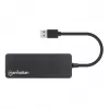 Hub Manhattan USB-A 4 puertos, 4x puertos USB-A, 5 Gbps (USB 3.2 Gen1 también conocido como USB 3.0), alimentado por USB (no requiere fuente de alimentación externa), equivalente a ST4300PBU3 y ST4300MINU3B