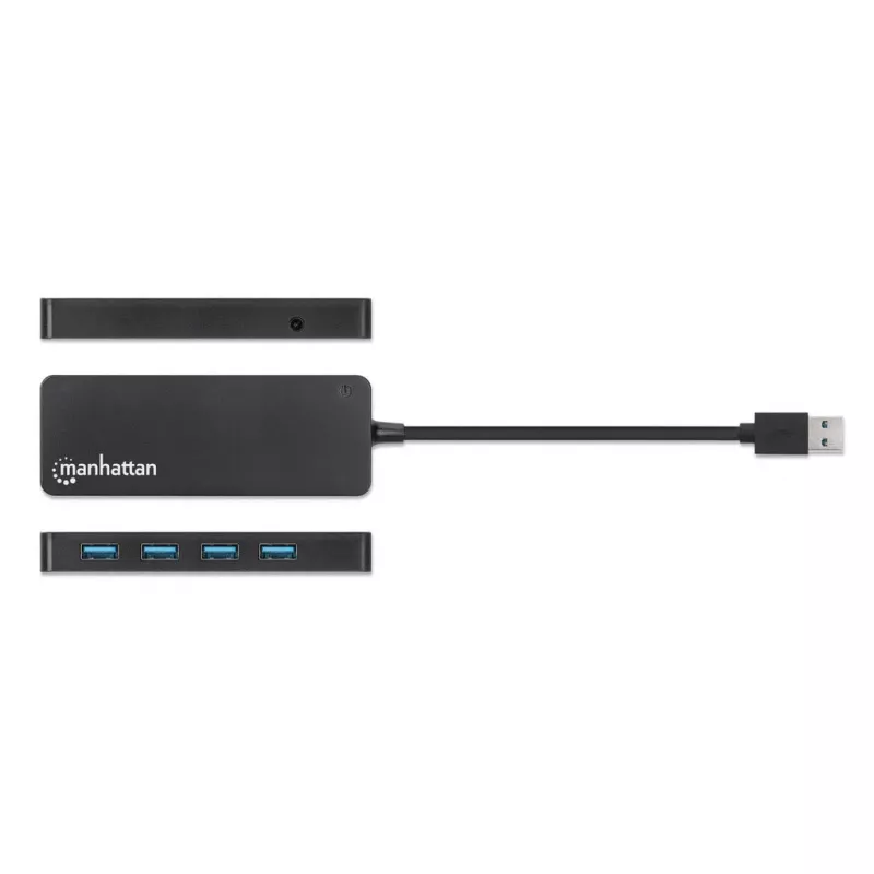 Hub Manhattan USB-A 4 puertos, 4x puertos USB-A, 5 Gbps (USB 3.2 Gen1 también conocido como USB 3.0), alimentado por USB (no requiere fuente de alimentación externa), equivalente a ST4300PBU3 y ST4300MINU3B