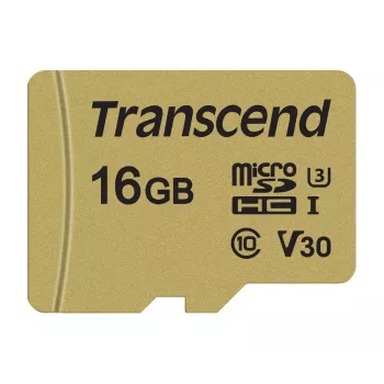 Tarjeta Micro SDHC TRANSCEND 500s 16 GB UHS-I U3 MLC con adaptador