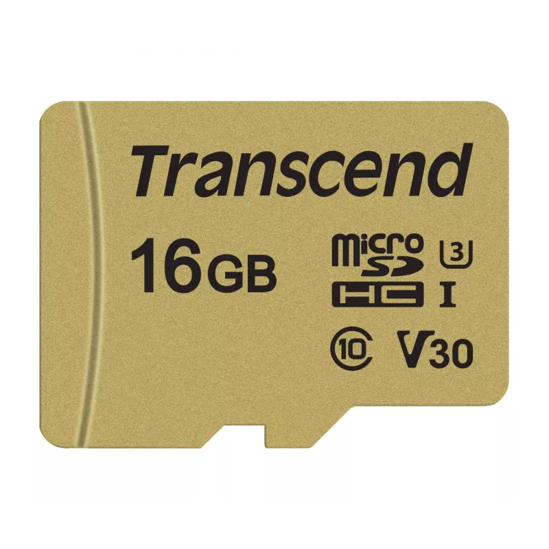 Tarjeta Micro SDHC TRANSCEND 500s 16 GB UHS-I U3 MLC con adaptador