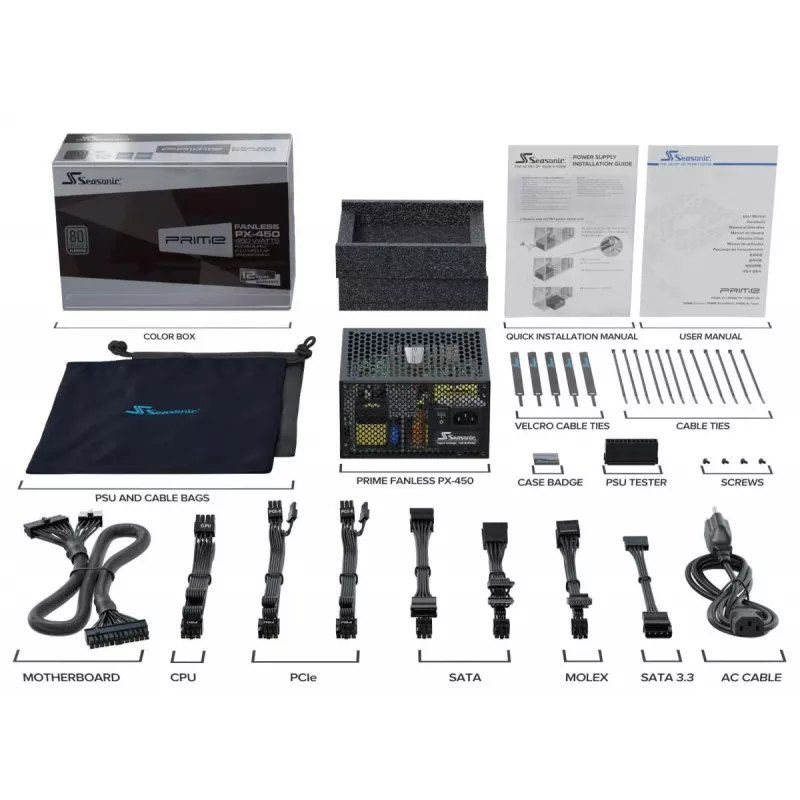 Fuente de alimentación Seasonic PRIME Fanless PX-500, 500 W, 80 PLUS Platinum, PRIME-PX-500
