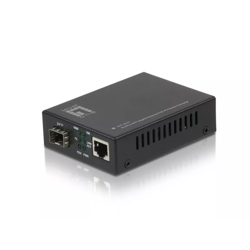 Convertidor de medios LevelOne RJ45 a SFP Gigabit, PoE PD