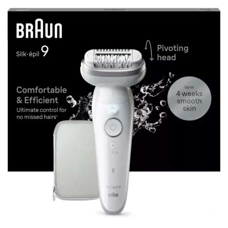 Depiladora BRAUN 9-011 3D Silk-epil 9 Flex Wet & Dry — 40 pinzas, batería, masaje, blanco/gris