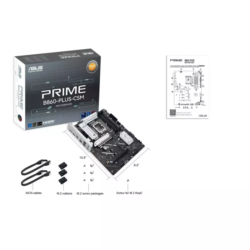 Placa base ASUS PRIME B860-PLUS-CSM ATX Intel B860 LGA 1851 DDR5, 4× DIMM, 256 GB, 2.5 Gb LAN, 3× M.2, USB-C