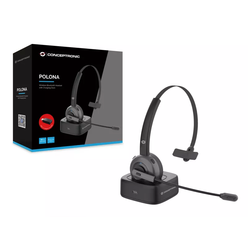 Conceptronic POLONA Auriculares Bluetooth inalámbricos con base de carga