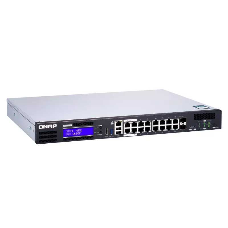 QNAP QGD-1600P Managed Gigabit Ethernet (10/100/1000) Power over Ethernet (PoE) 1U Negro, Gris