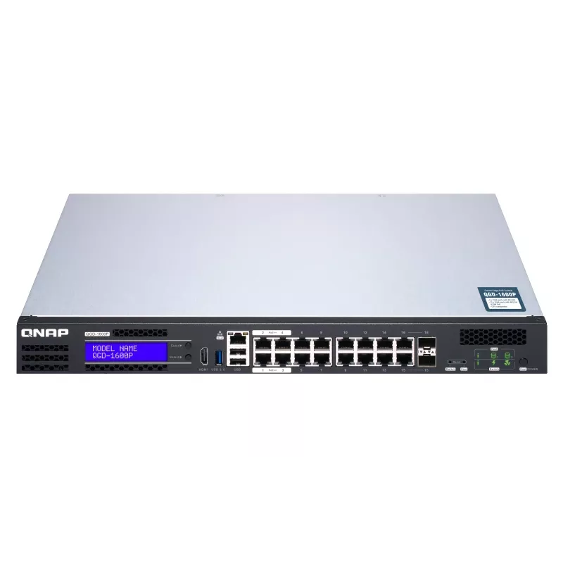 QNAP QGD-1600P Managed Gigabit Ethernet (10/100/1000) Power over Ethernet (PoE) 1U Negro, Gris