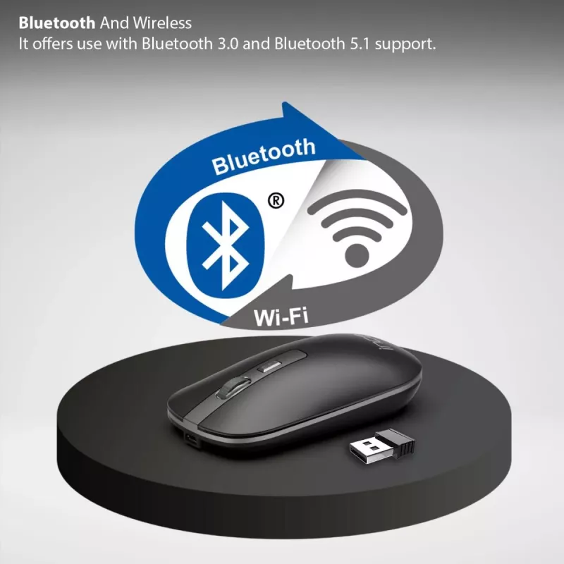 Inca IWM-531RA ratón inalámbrico y Bluetooth, 1600 DPI, botón 4D, silencioso, antracita