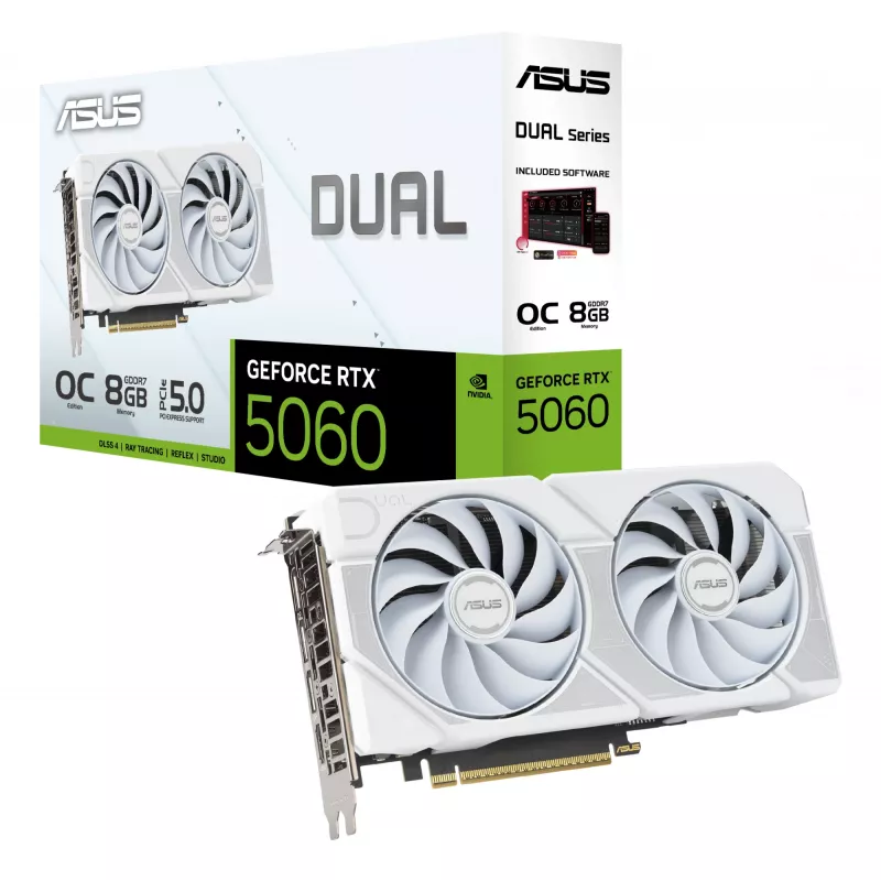 Tarjeta gráfica ASUS Dual -RTX5060-O8G-WHITE NVIDIA GeForce RTX 5060 8 GB GDDR7