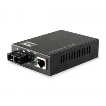 Conversor de medios LevelOne RJ45 a SC Gigabit, Fibra monomodo, 20 km