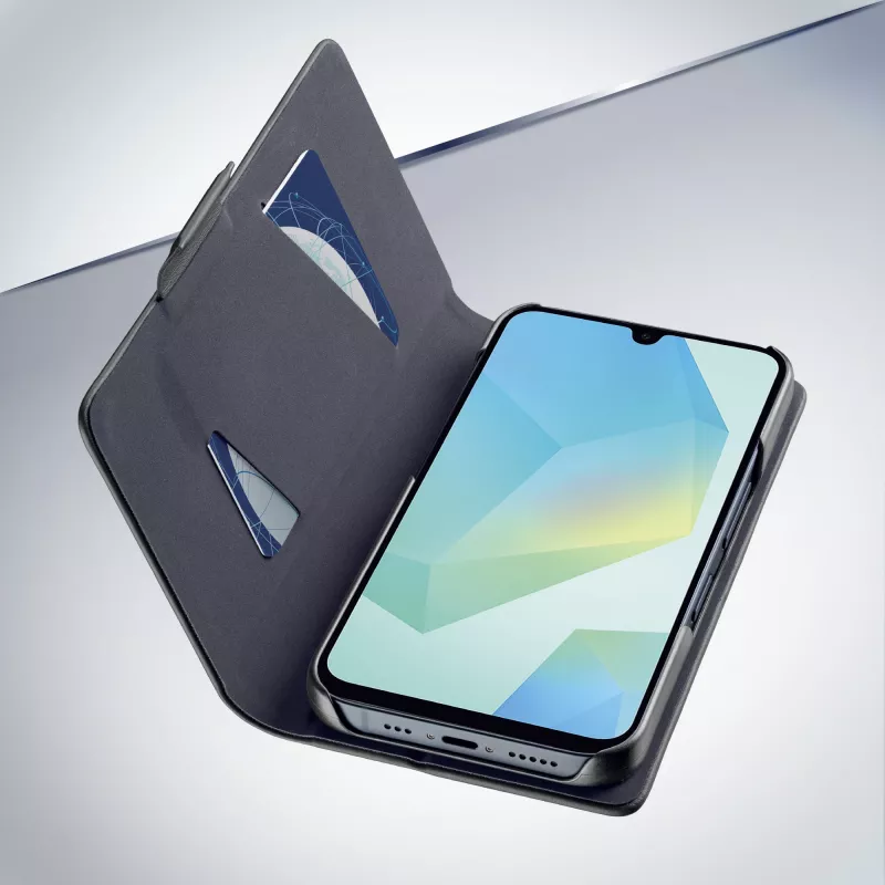 Cellularline Book - Funda tipo libro para Galaxy A16 con compartimento para tarjetas y cierre magnético